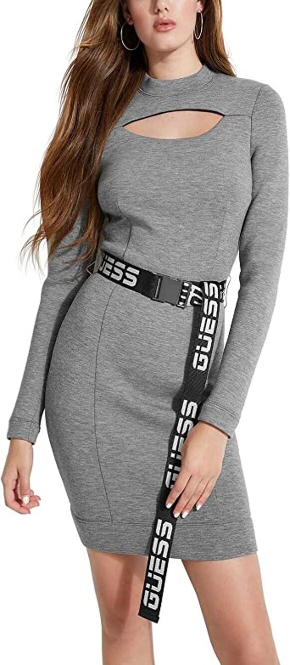GUESS Charlize NWT Gray Cut Out Belt Sweater Dress Size SMALL